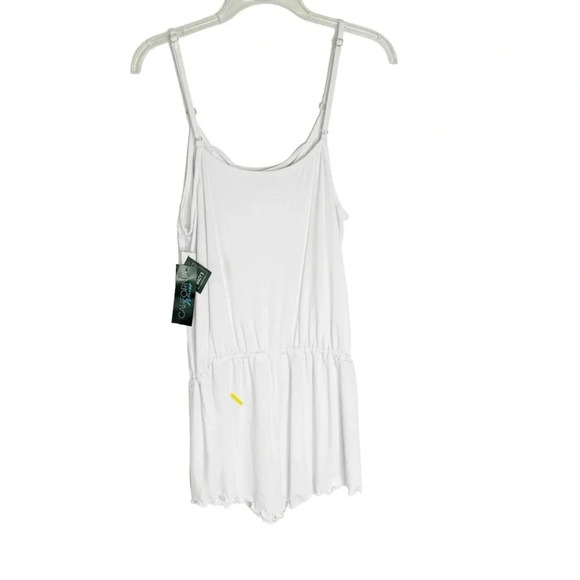 CALIFORNIA WAVES Junior Tie Waist Knit Swim Cover Up Romper White Size L NWT - Picture 3 of 9